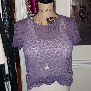 Victoria’s Secret Spandex Violet Lace Crop Top S/P